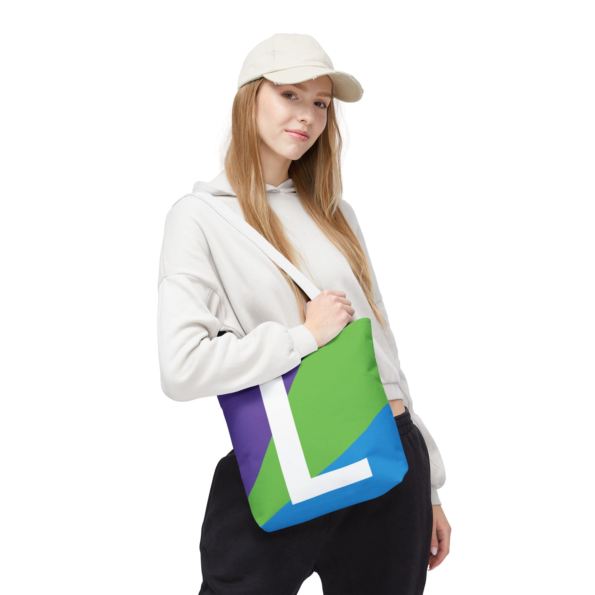 Monogram 'L' Colorblock Tote Bag — Personalized Initial L Shoulder Tote