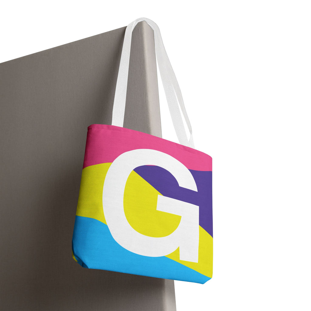Monogram 'G' Colorblock Tote Bag — Personalized Initial G Shoulder Tote