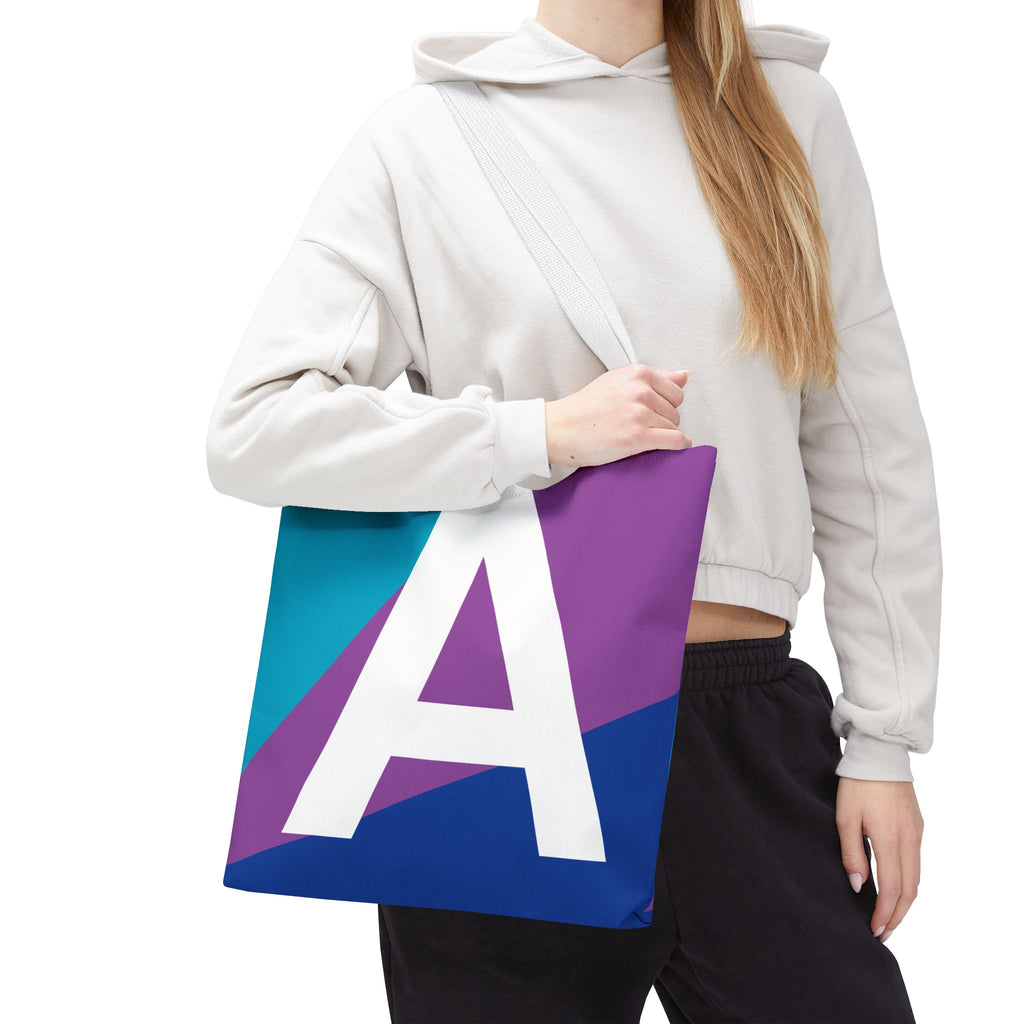 Monogram 'A' Colorblock Tote Bag — Personalized Initial A Shoulder Tote