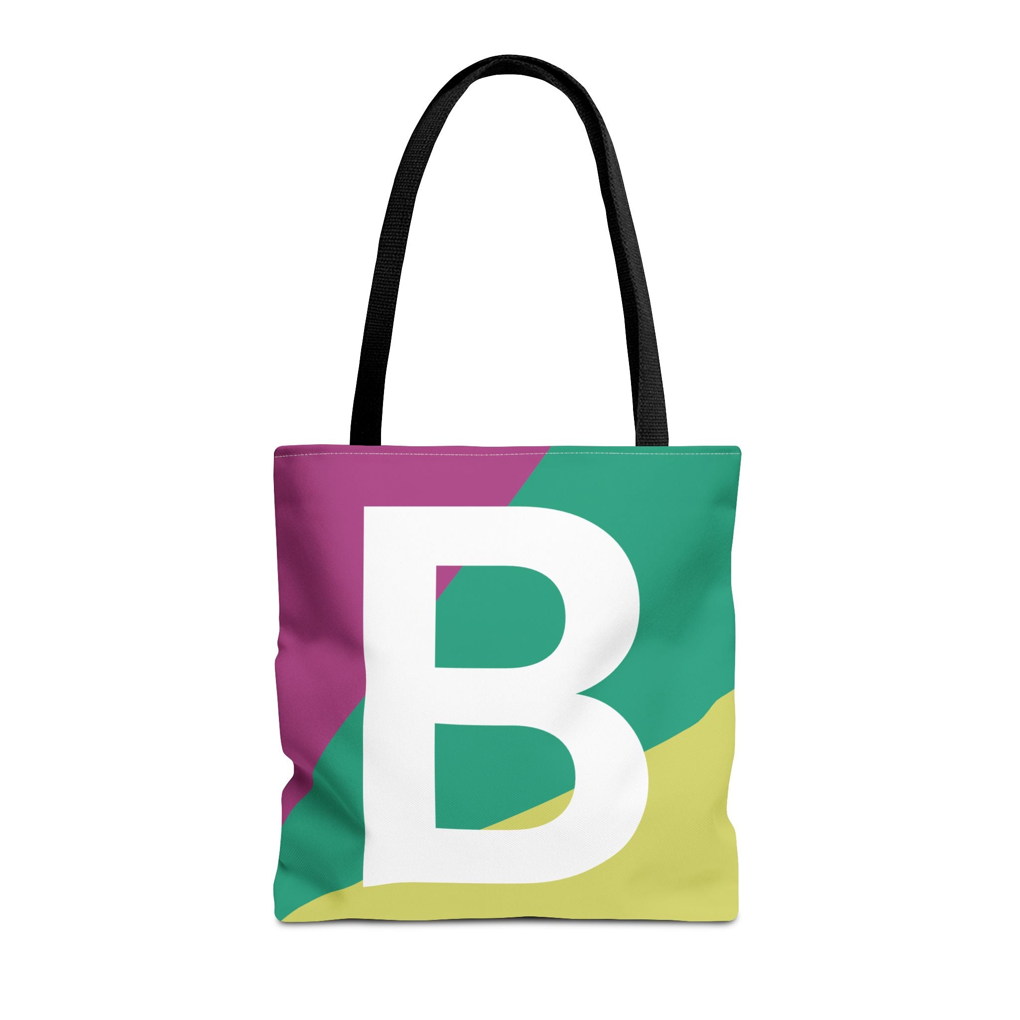 Monogram 'B' Colorblock Tote Bag — Personalized Initial B Shoulder Tote