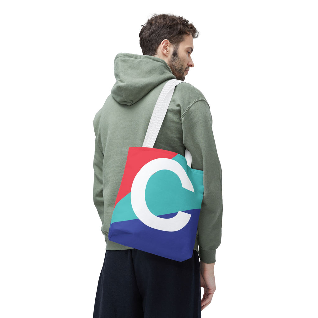 Monogram 'C' Colorblock Tote Bag — Personalized Initial C Shoulder Tote