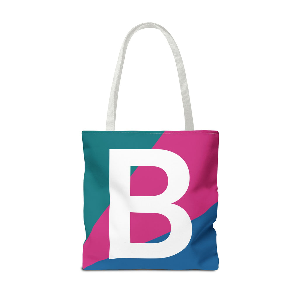Monogram 'B' Colorblock Tote Bag — Personalized Initial B Shoulder Tote