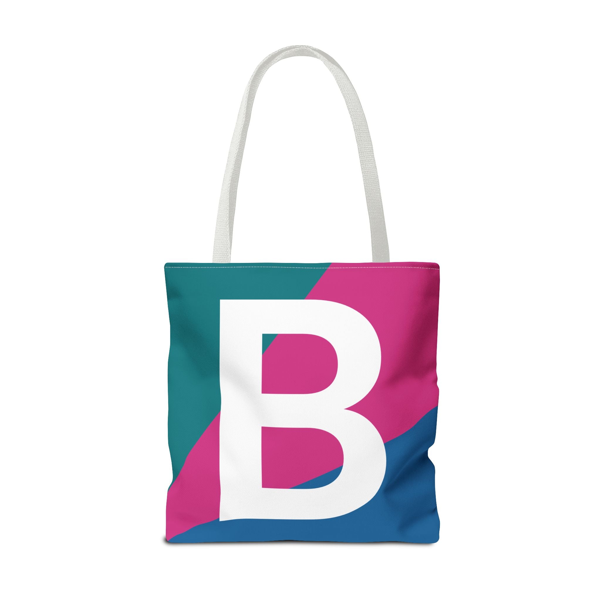 Monogram 'B' Colorblock Tote Bag — Personalized Initial B Shoulder Tote