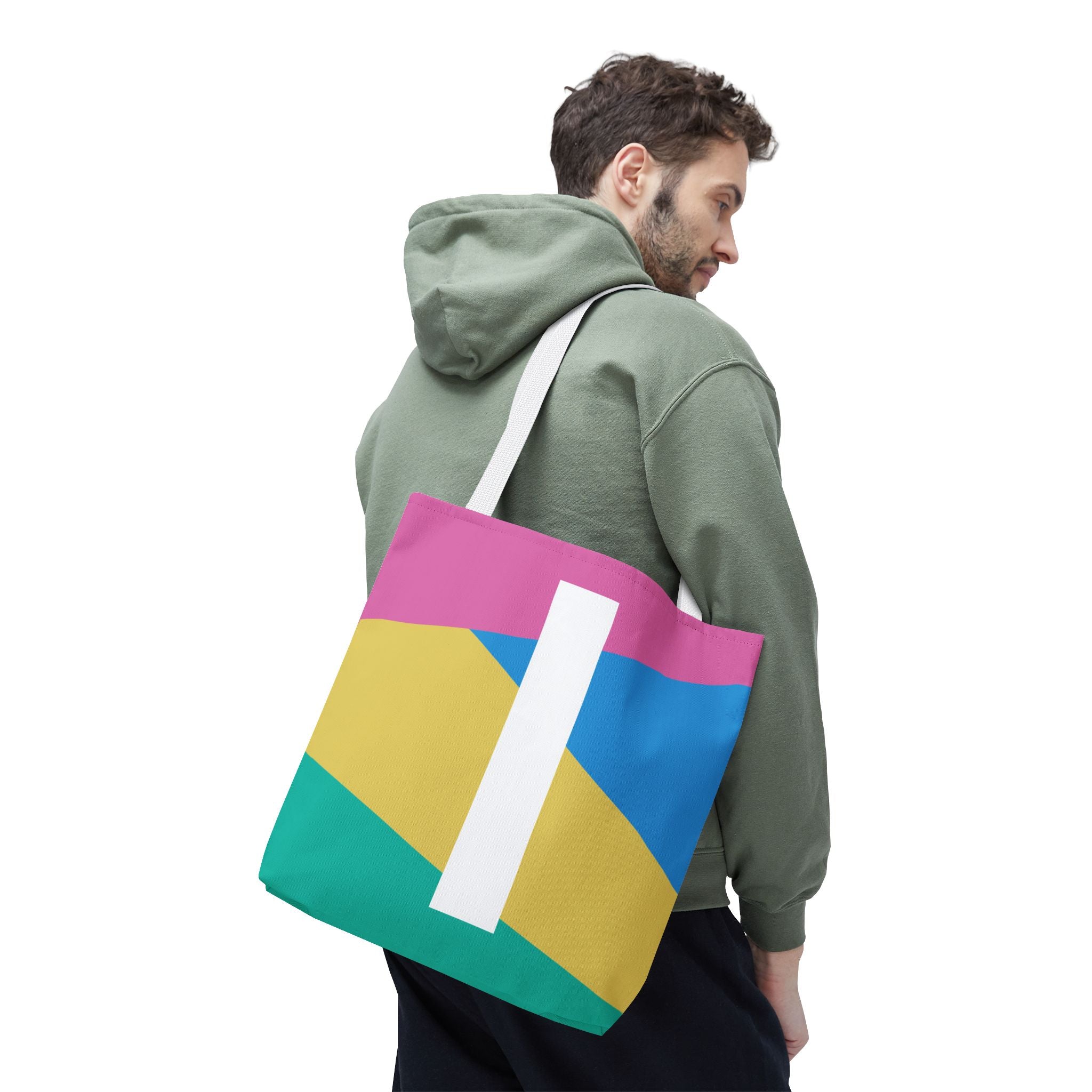 Monogram 'I' Colorblock Tote Bag — Personalized Initial I Shoulder Tote