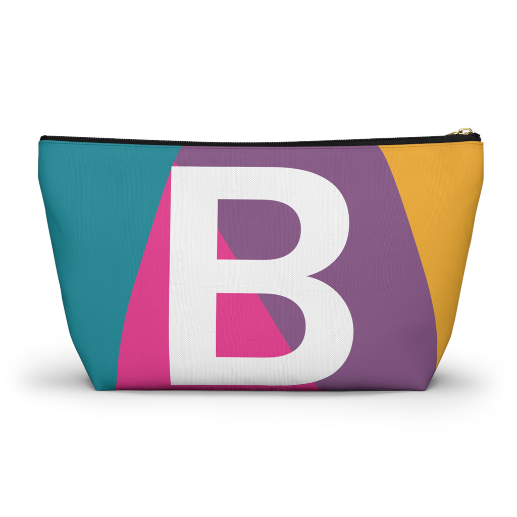 Initials Colorblock Accessory Pouch — Monogram B T-Bottom Cosmetic Bag