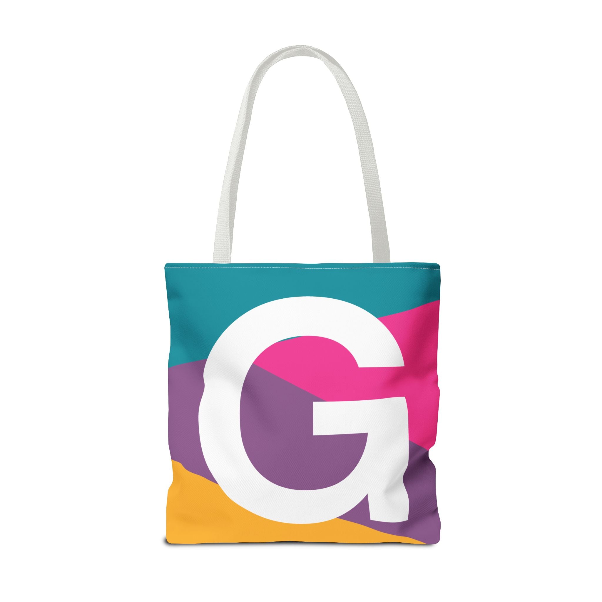 Monogram 'G' Colorblock Tote Bag — Personalized Initial G Shoulder Tote