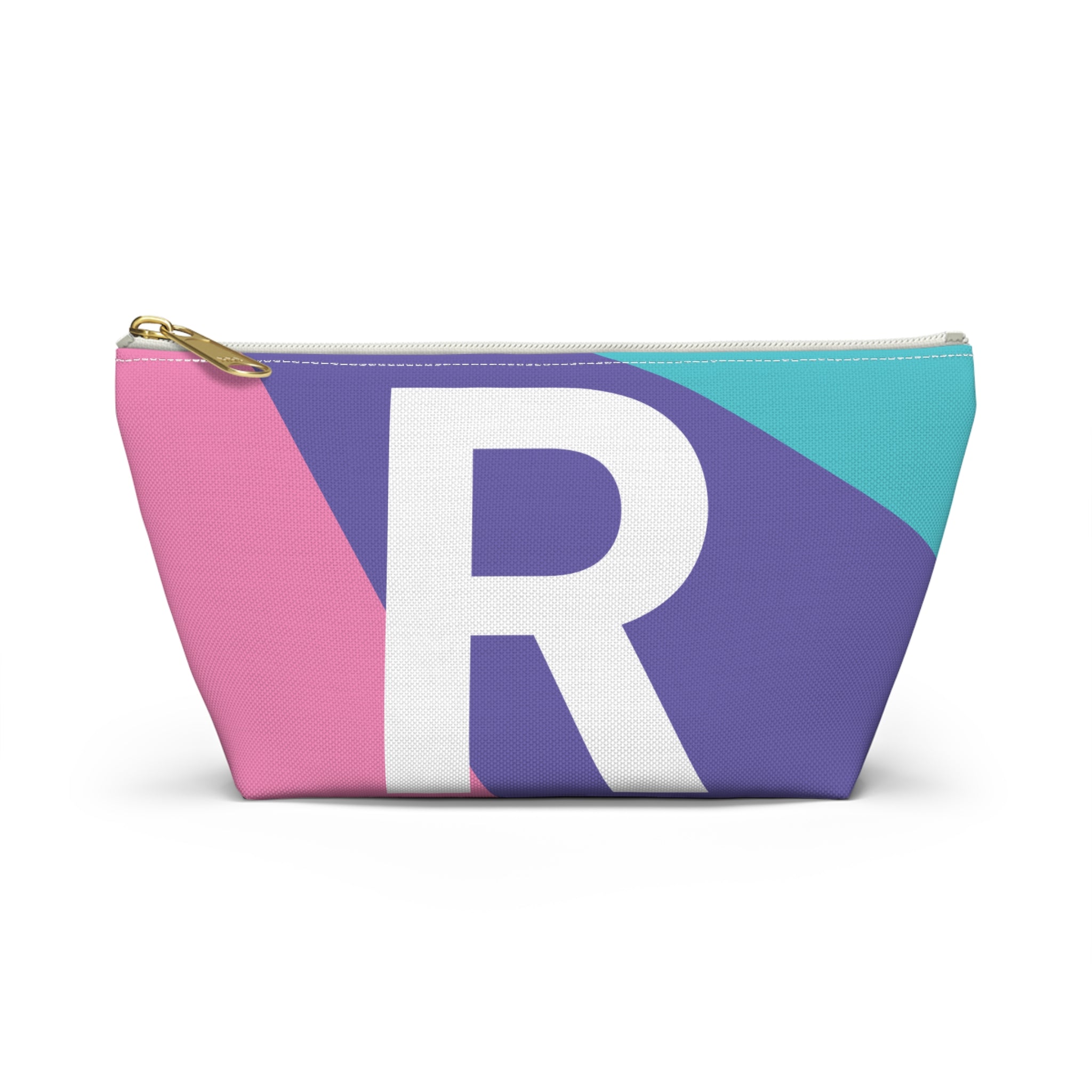 Initials Colorblock Accessory Pouch — Monogram R T-Bottom Cosmetic Bag