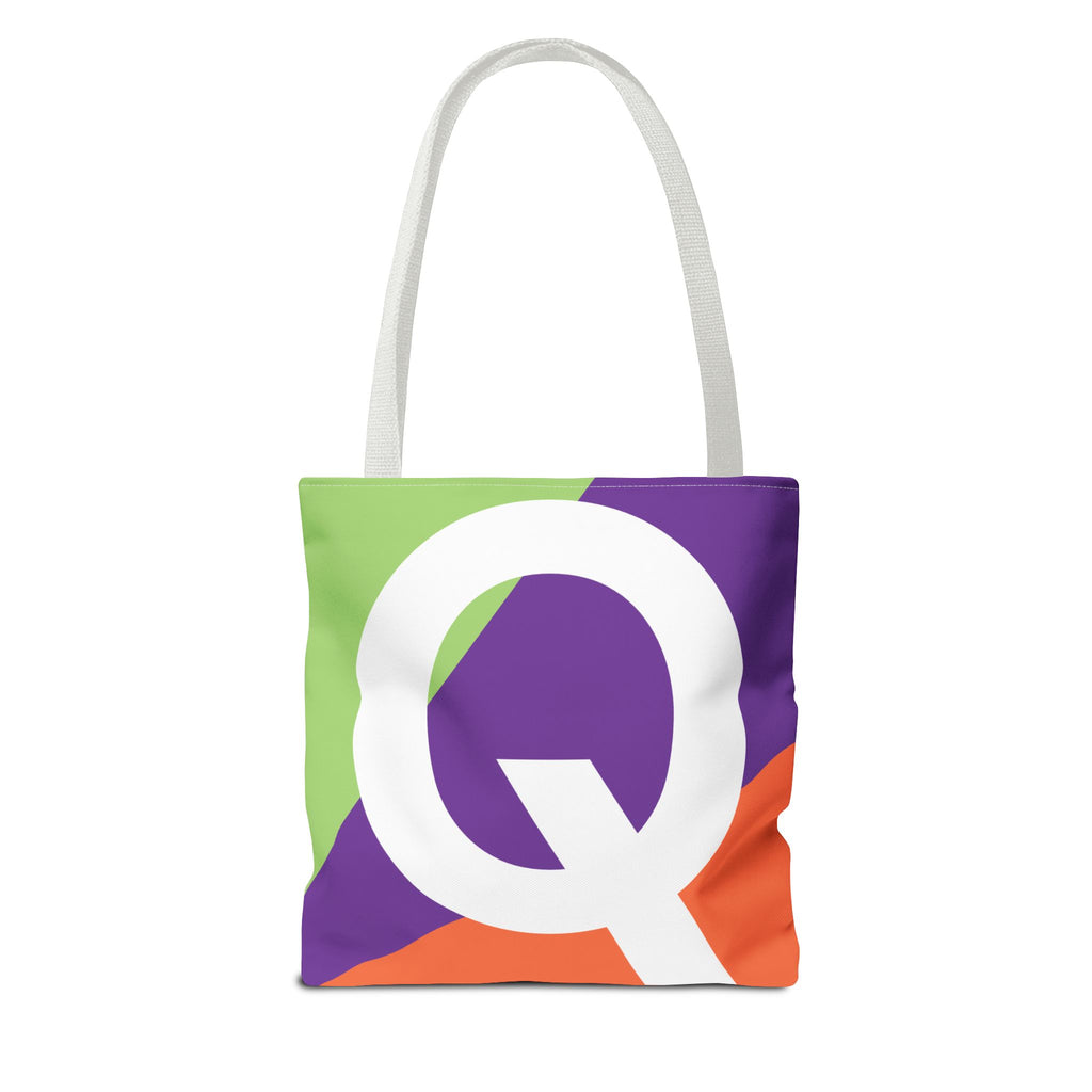 Monogram 'Q' Colorblock Tote Bag — Personalized Initial Q Shoulder Tote