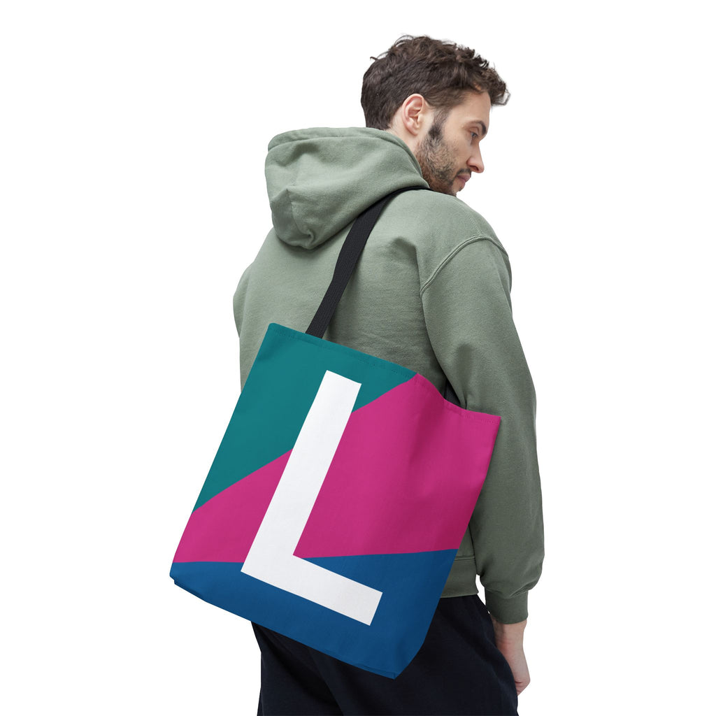 Monogram 'L' Colorblock Tote Bag — Personalized Initial L Shoulder Tote