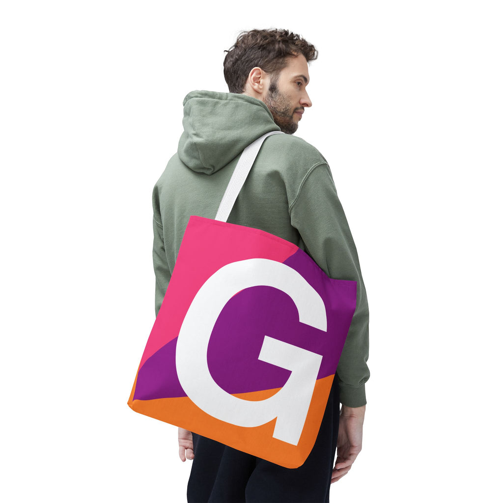 Monogram 'G' Colorblock Tote Bag — Personalized Initial G Shoulder Tote
