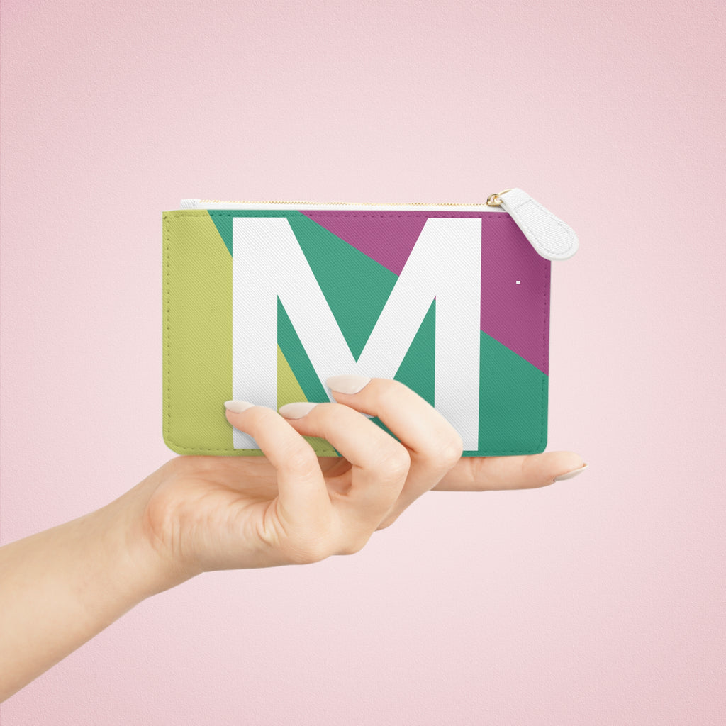 Initial M Mini Clutch — Colorblock Monogram Wristlet Wallet