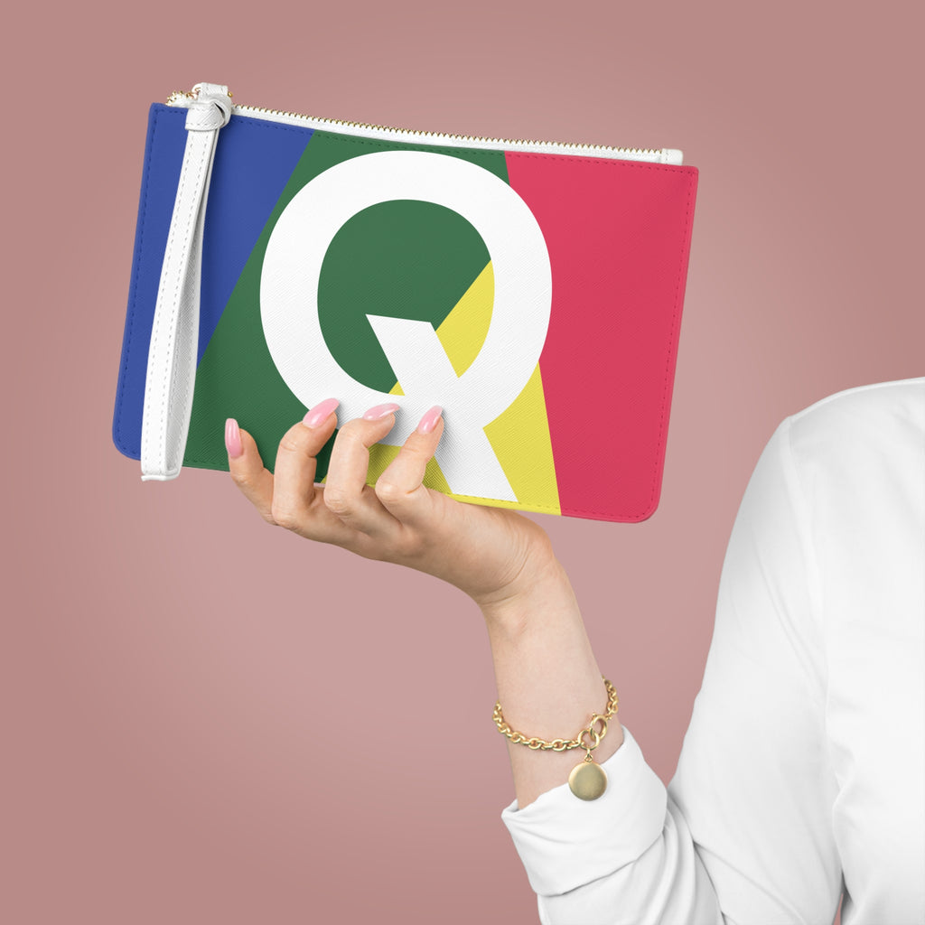 Monogram 'Q' Colorblock Clutch Bag — Bold Geometric Wristlet for Everyday & Gifts