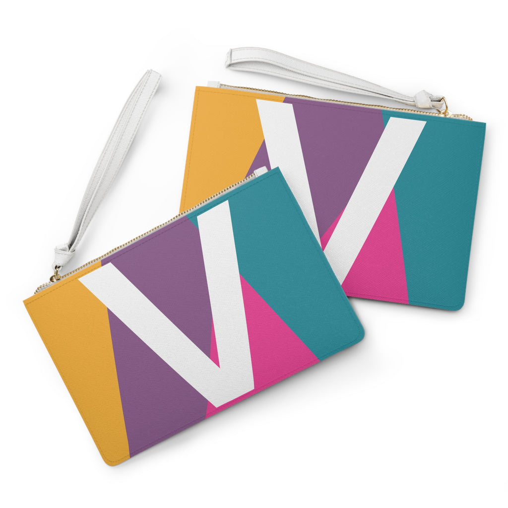 Monogram 'V' Colorblock Clutch Bag — Bold Geometric Wristlet for Everyday & Gifts