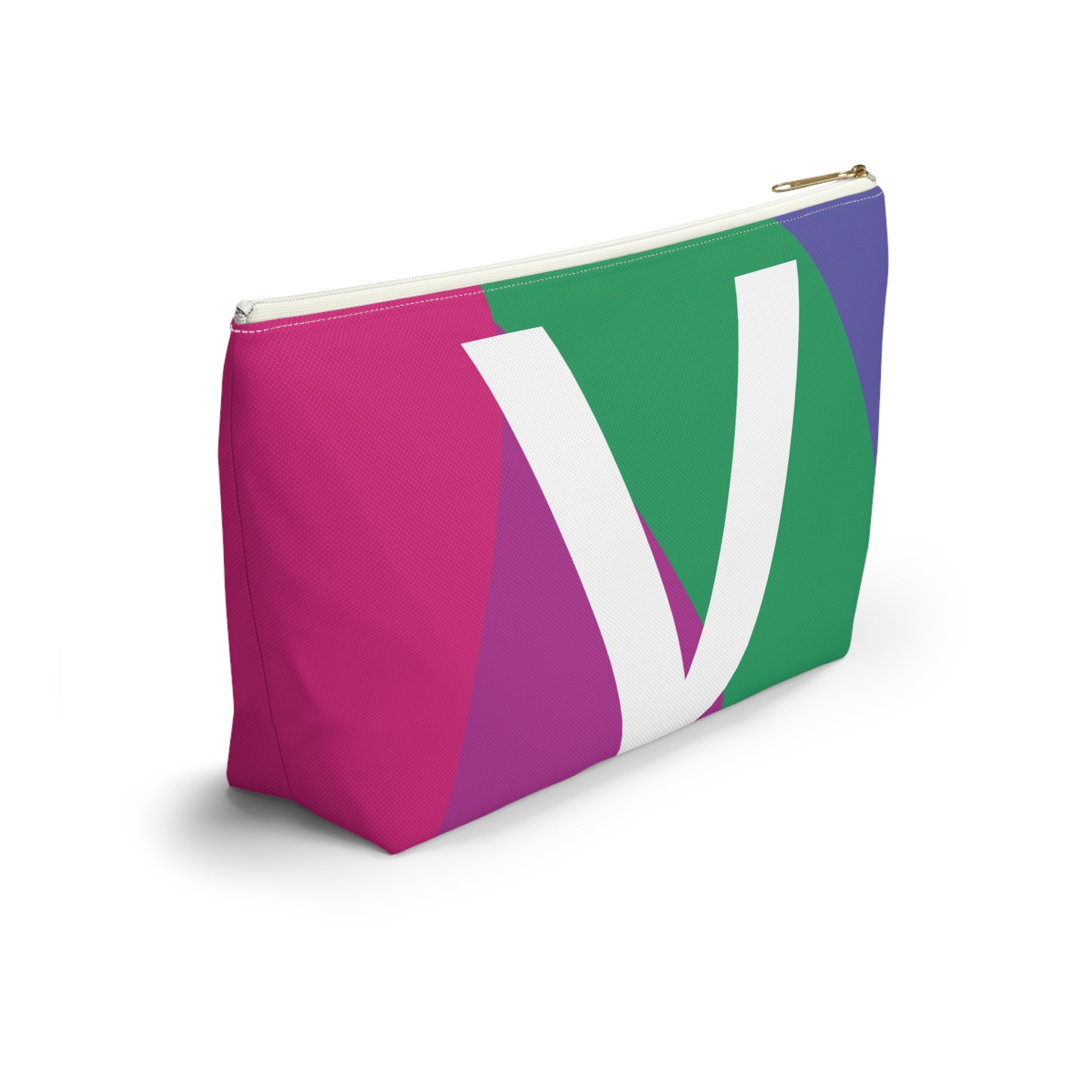Initials Colorblock Accessory Pouch — Monogram V T-Bottom Cosmetic Bag