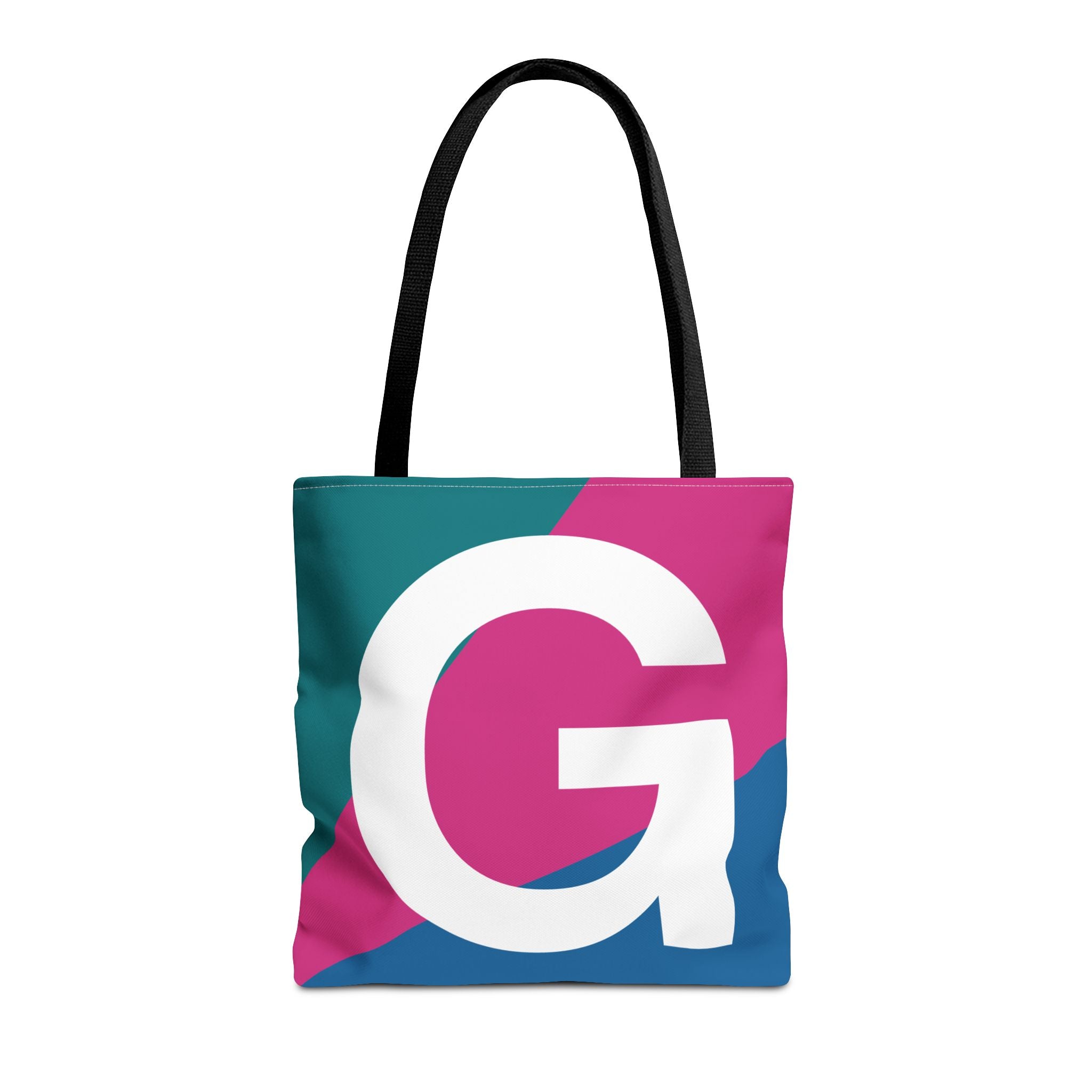 Monogram 'G' Colorblock Tote Bag — Personalized Initial G Shoulder Tote