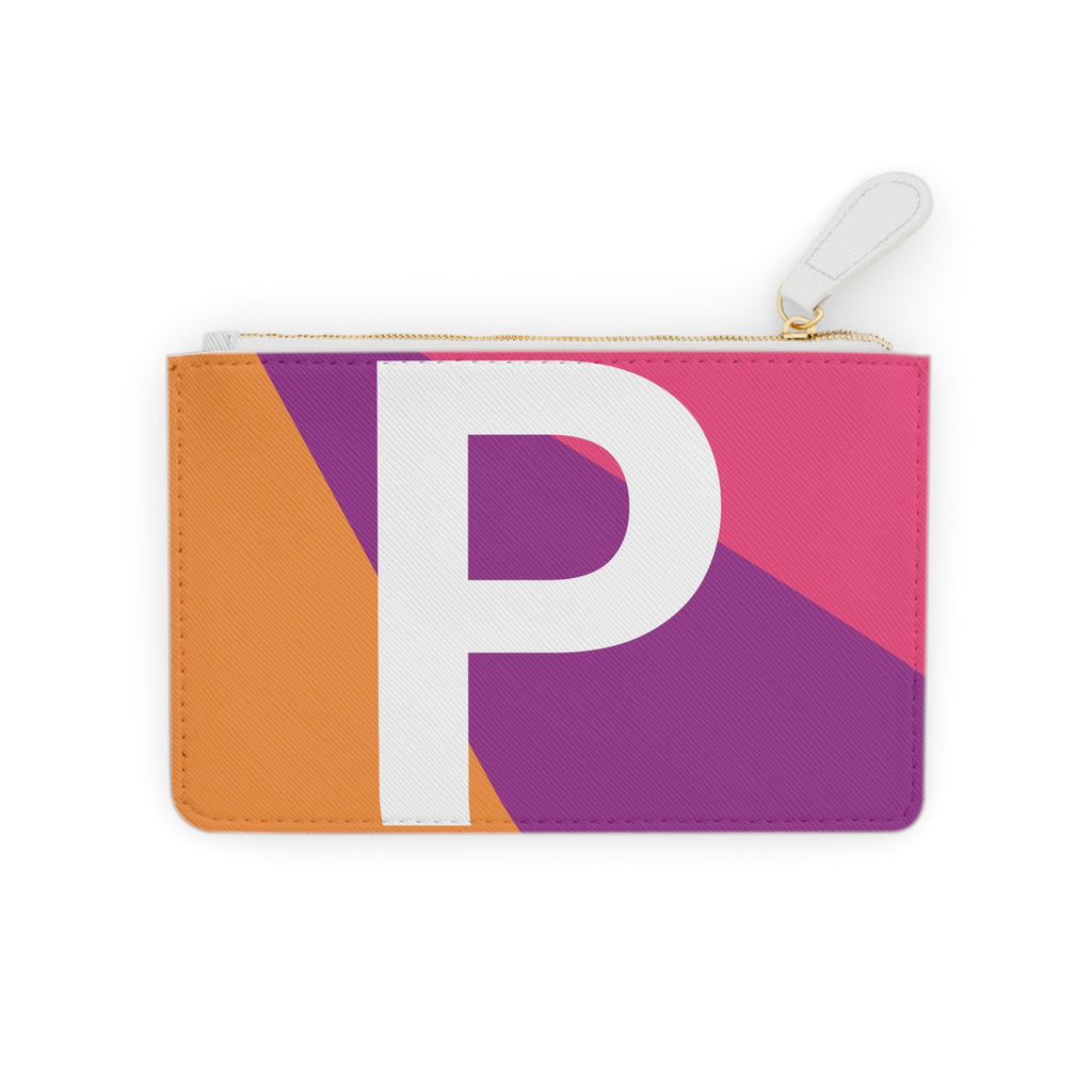 Initial P Mini Clutch — Colorblock Monogram Wristlet Wallet