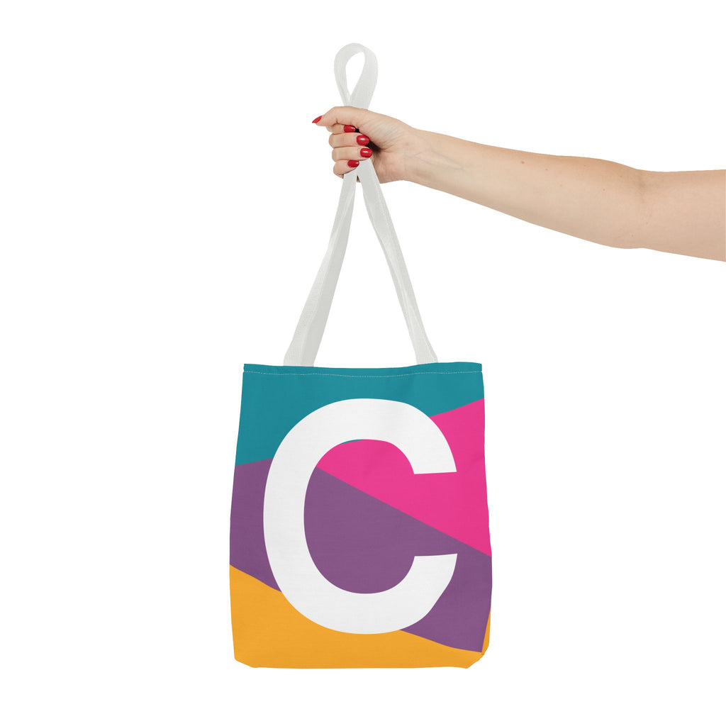 Monogram 'C' Colorblock Tote Bag — Personalized Initial C Shoulder Tote