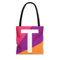 Monogram 'T' Colorblock Tote Bag — Personalized Initial T Shoulder Tote