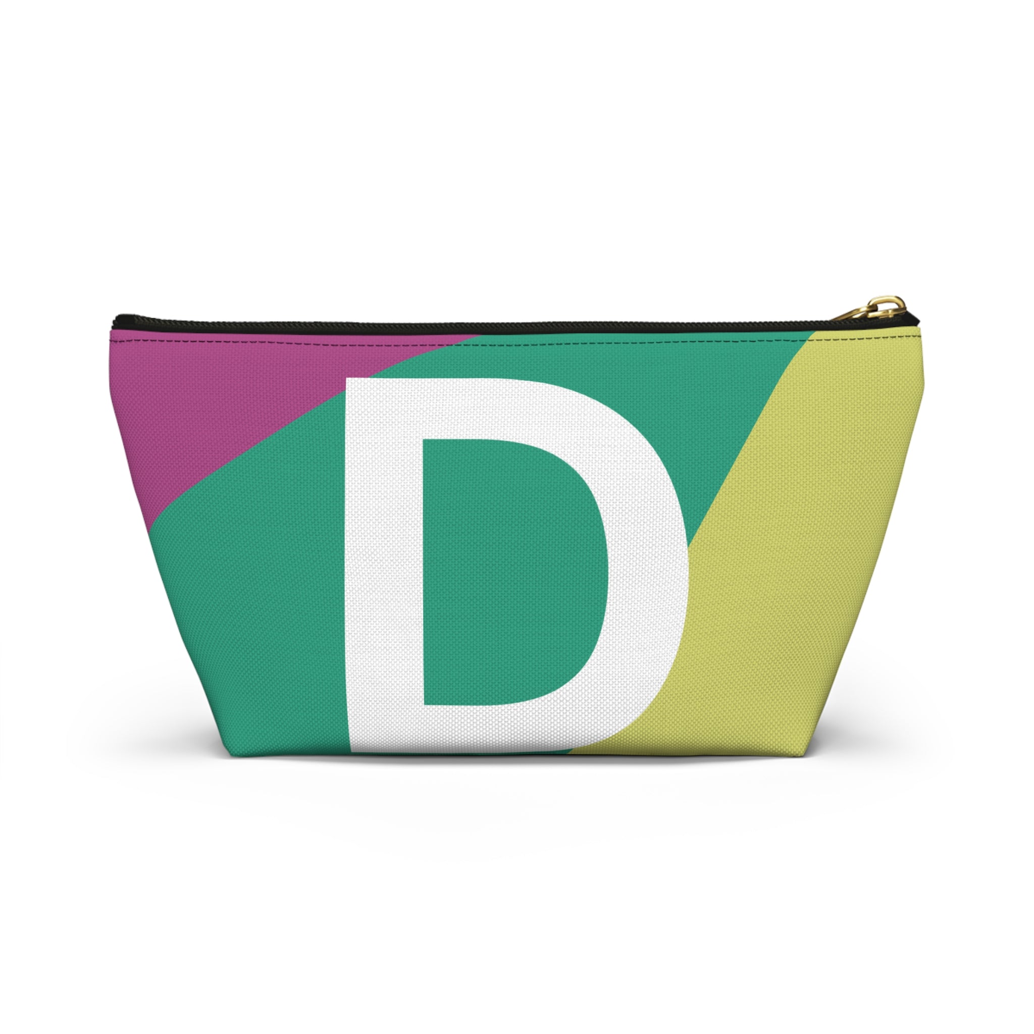 Initials Colorblock Accessory Pouch — Monogram D T-Bottom Cosmetic Bag