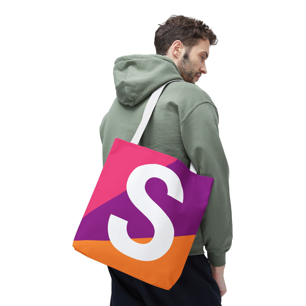 Monogram 'S' Colorblock Tote Bag — Personalized Initial S Shoulder Tote