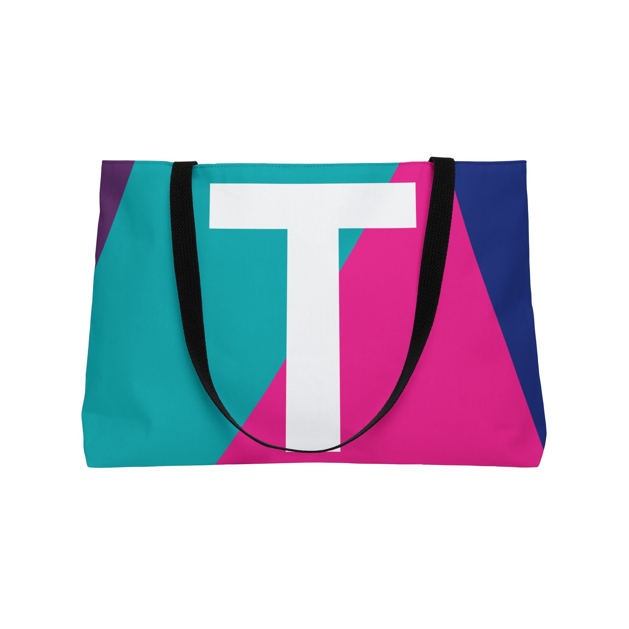 Personalized 'T' Colorblock Tote Bag — Monogram Weekender Tote