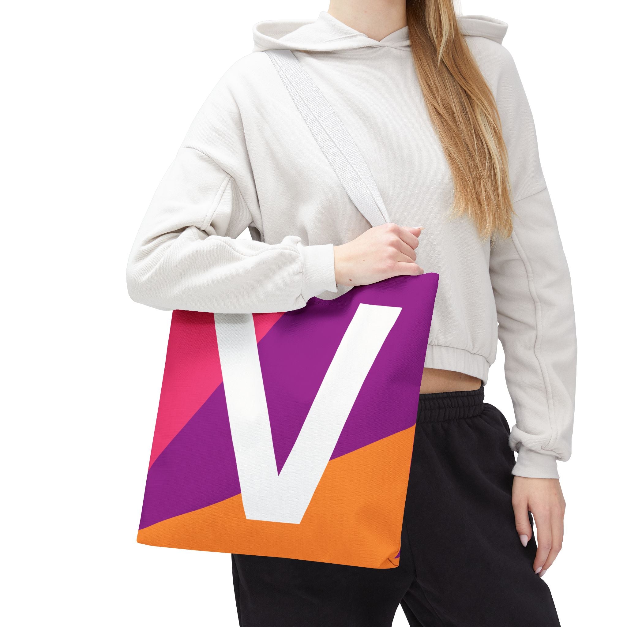 Monogram 'V' Colorblock Tote Bag — Personalized Initial V Shoulder Tote