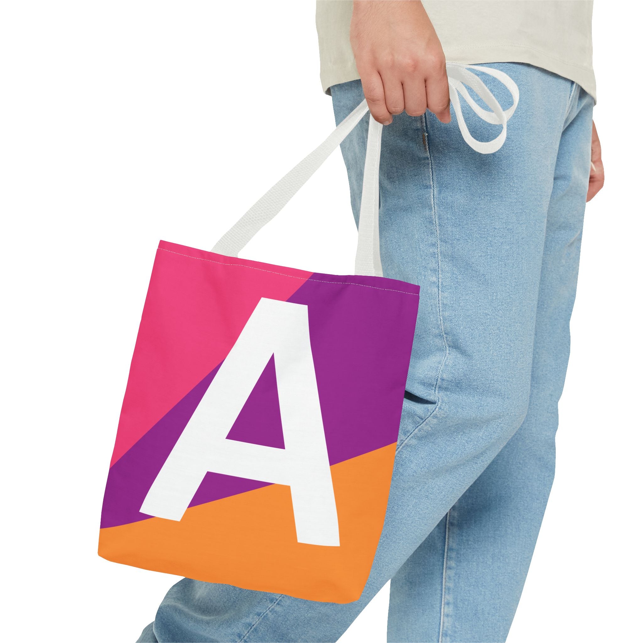 Monogram 'A' Colorblock Tote Bag — Personalized Initial A Shoulder Tote