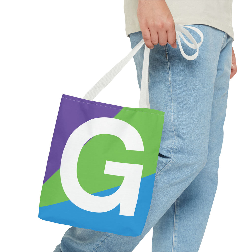 Monogram 'G' Colorblock Tote Bag — Personalized Initial G Shoulder Tote