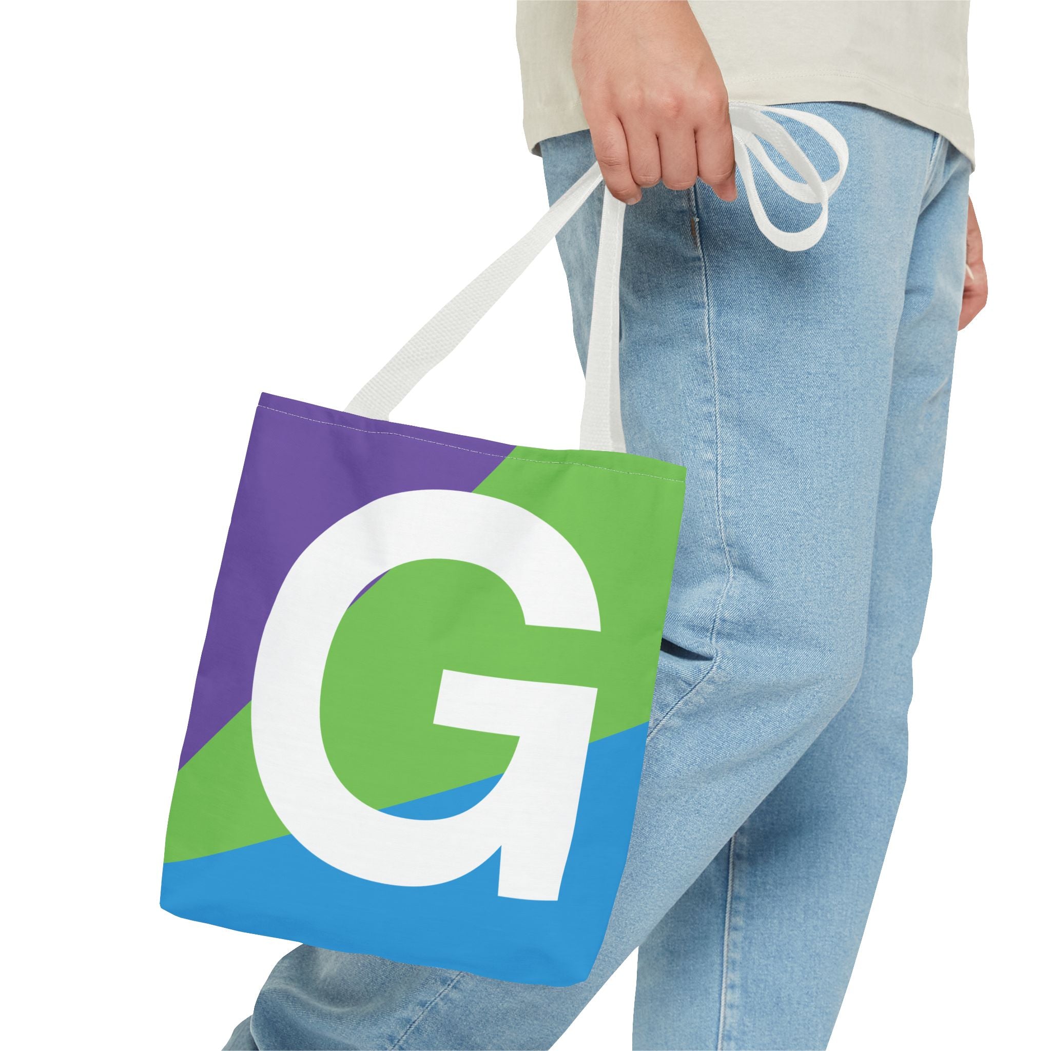Monogram 'G' Colorblock Tote Bag — Personalized Initial G Shoulder Tote
