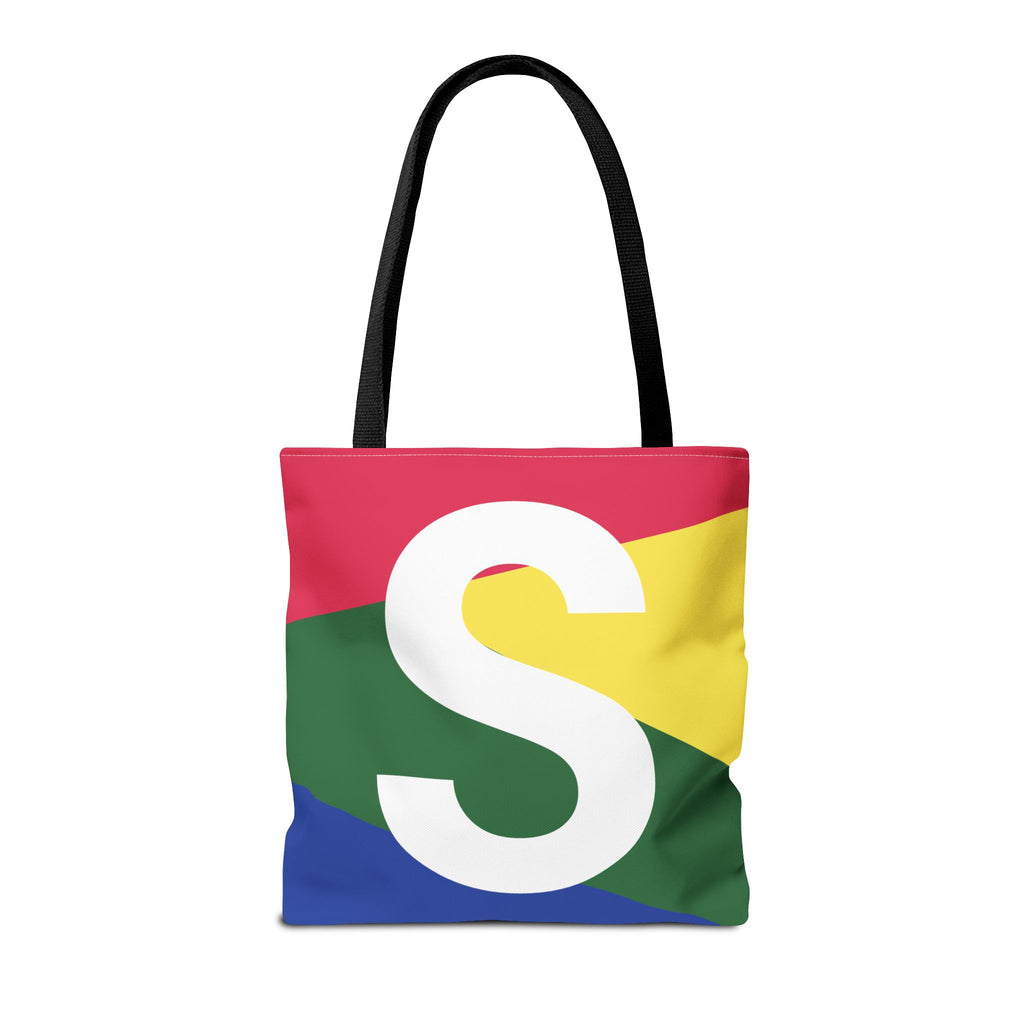 Monogram 'S' Colorblock Tote Bag — Personalized Initial S Shoulder Tote