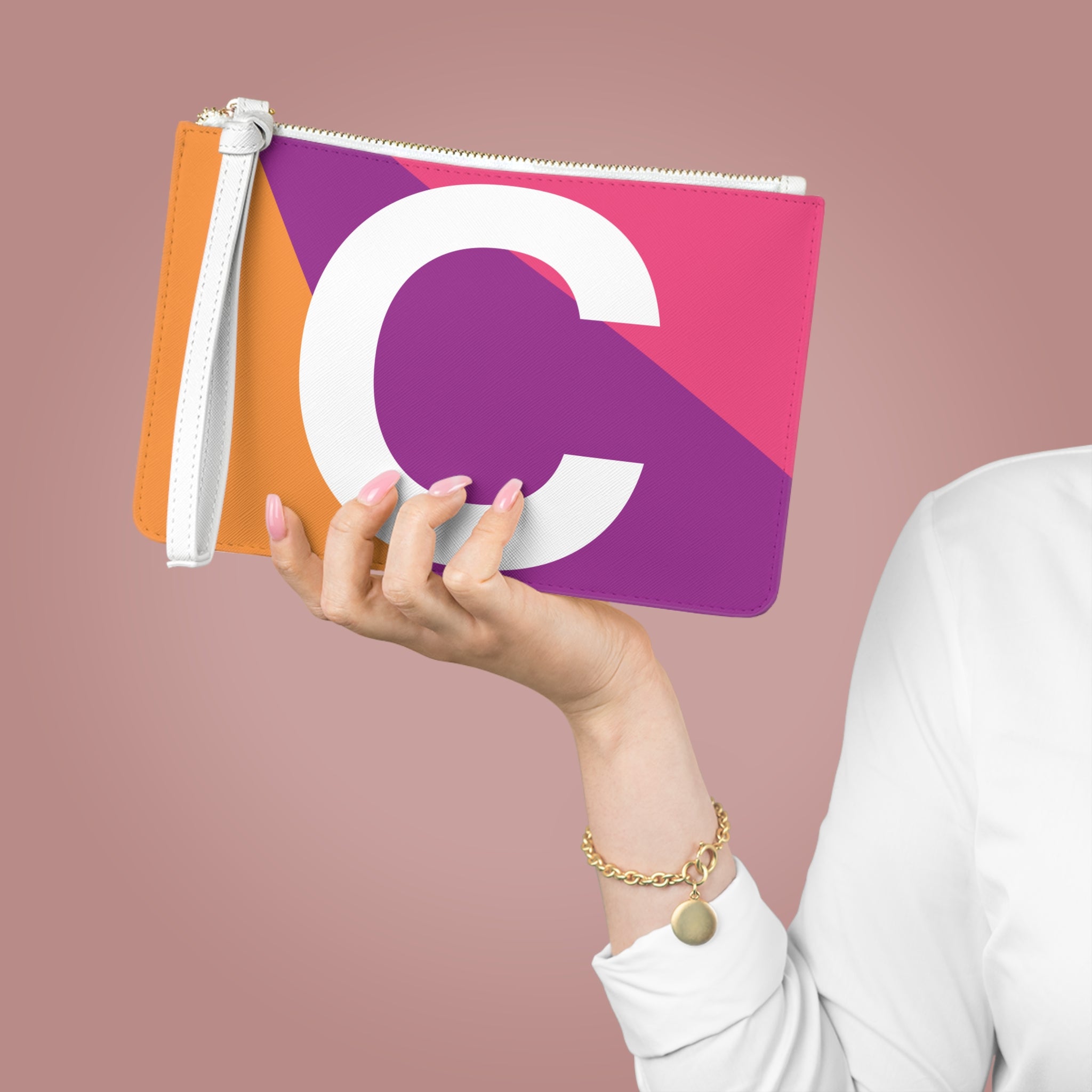 Monogram 'C' Colorblock Clutch Bag — Bold Geometric Wristlet for Everyday & Gifts
