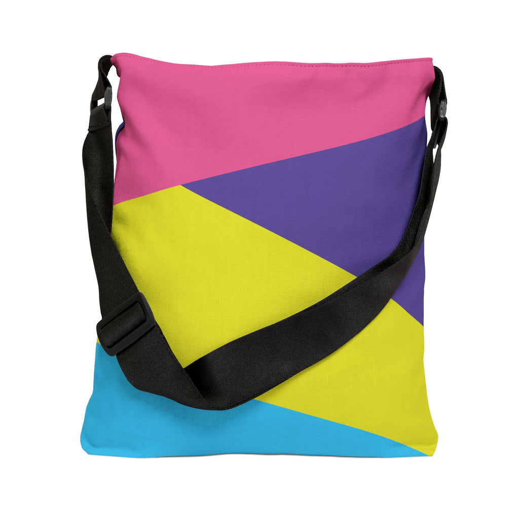 Colorblock Geometric Tote Bag — Adjustable Strap, Bright Abstract Pattern