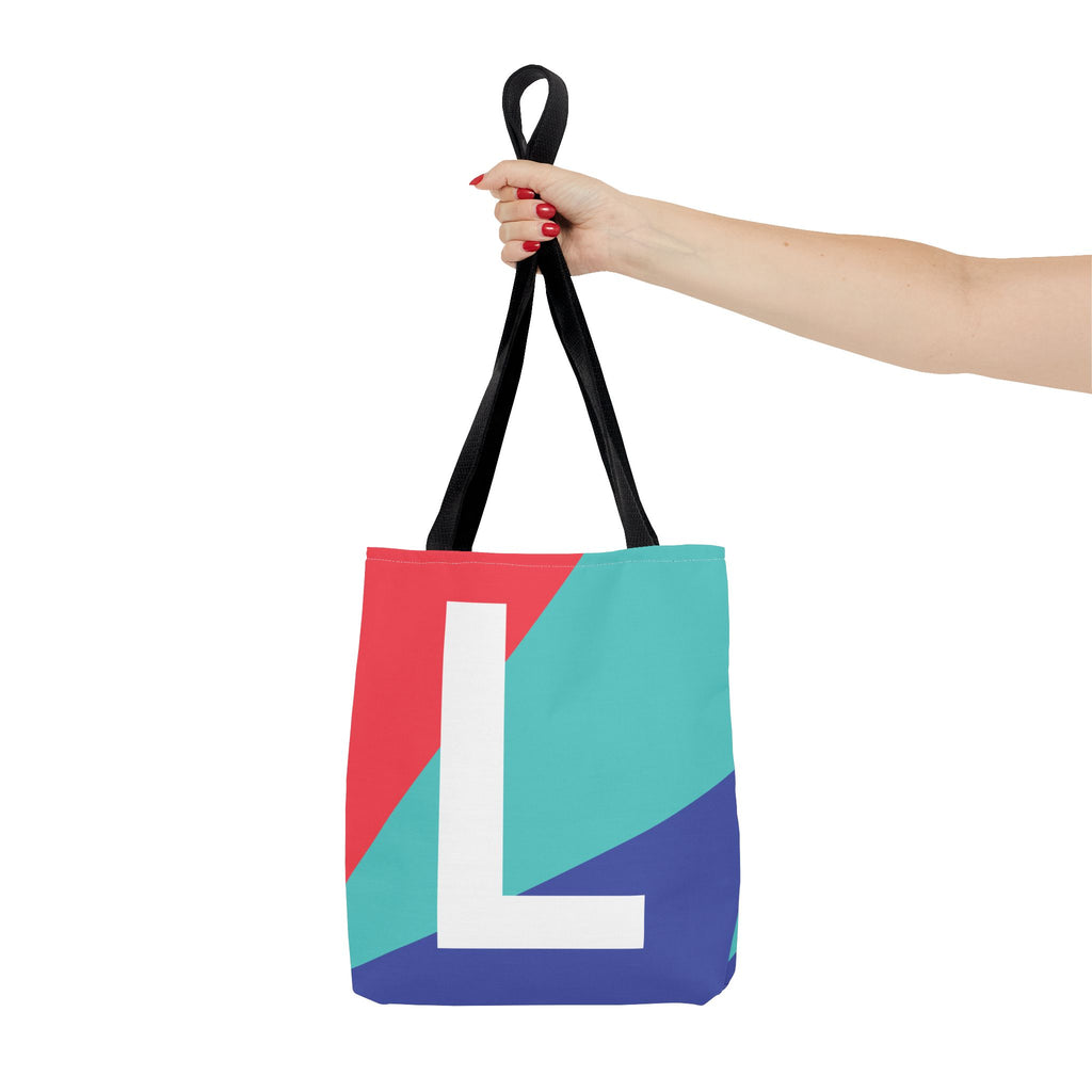 Monogram 'L' Colorblock Tote Bag — Personalized Initial L Shoulder Tote