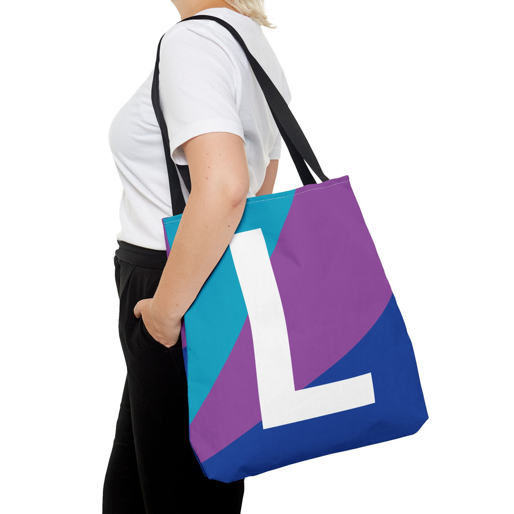 Monogram 'L' Colorblock Tote Bag — Personalized Initial L Shoulder Tote
