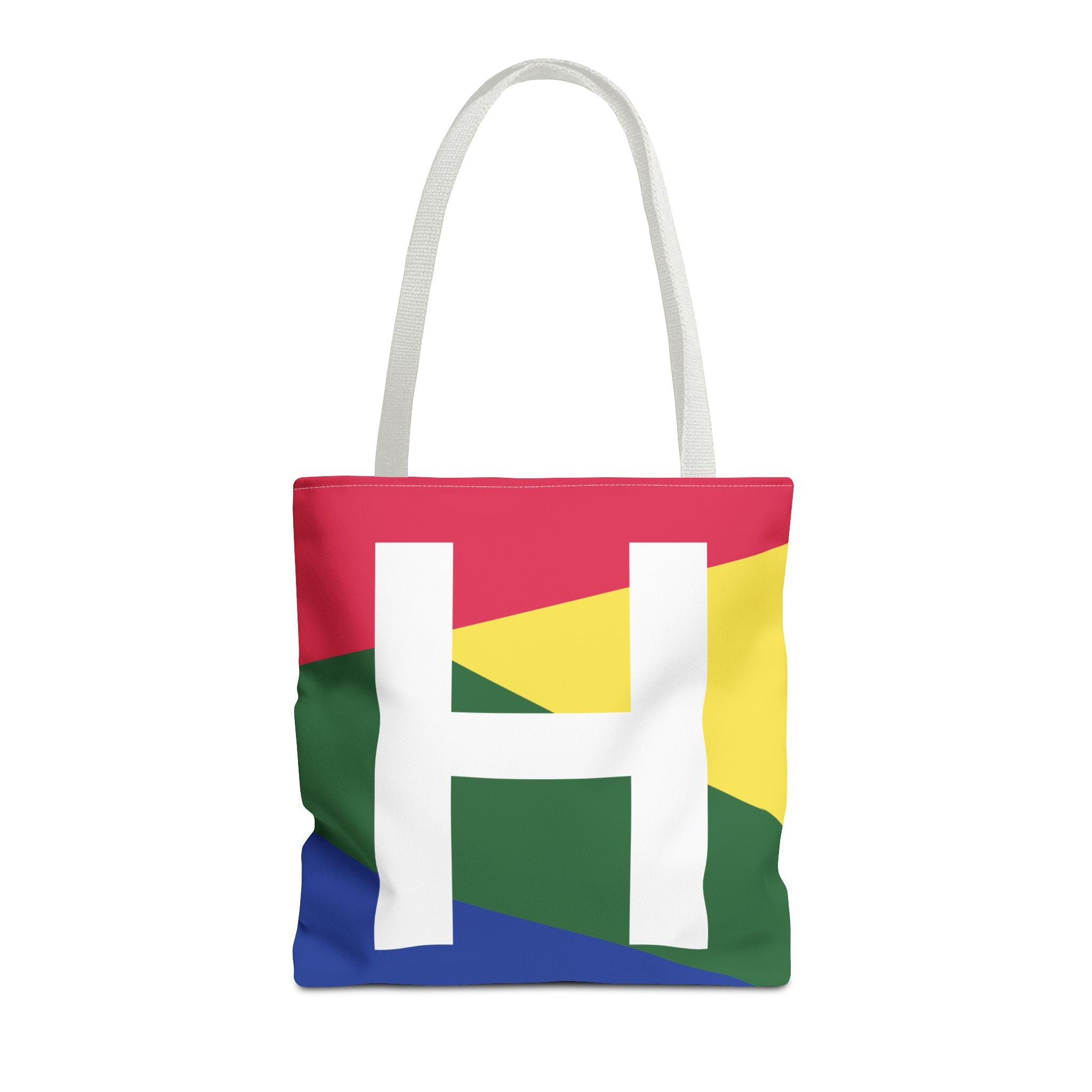 Monogram 'H' Colorblock Tote Bag — Personalized Initial H Shoulder Tote