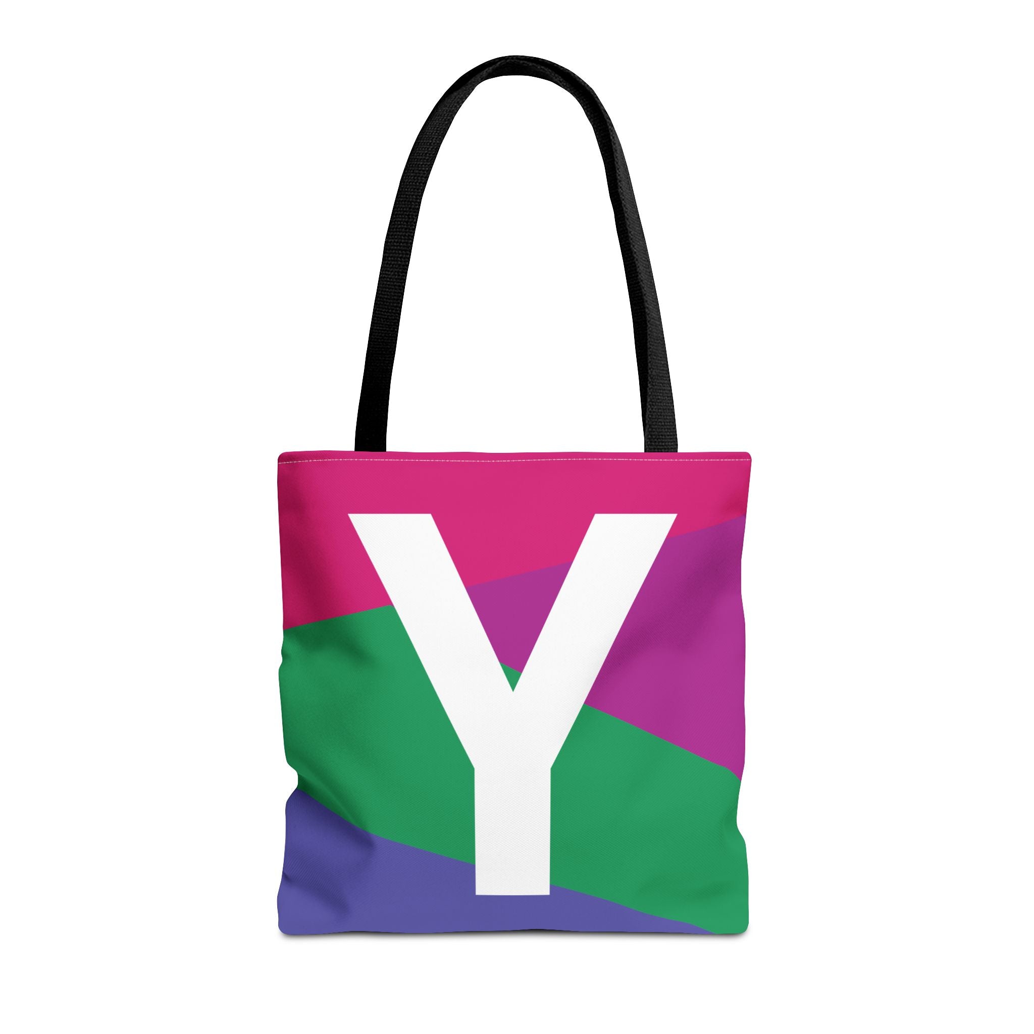 Monogram 'Y' Colorblock Tote Bag — Personalized Initial Y Shoulder Tote