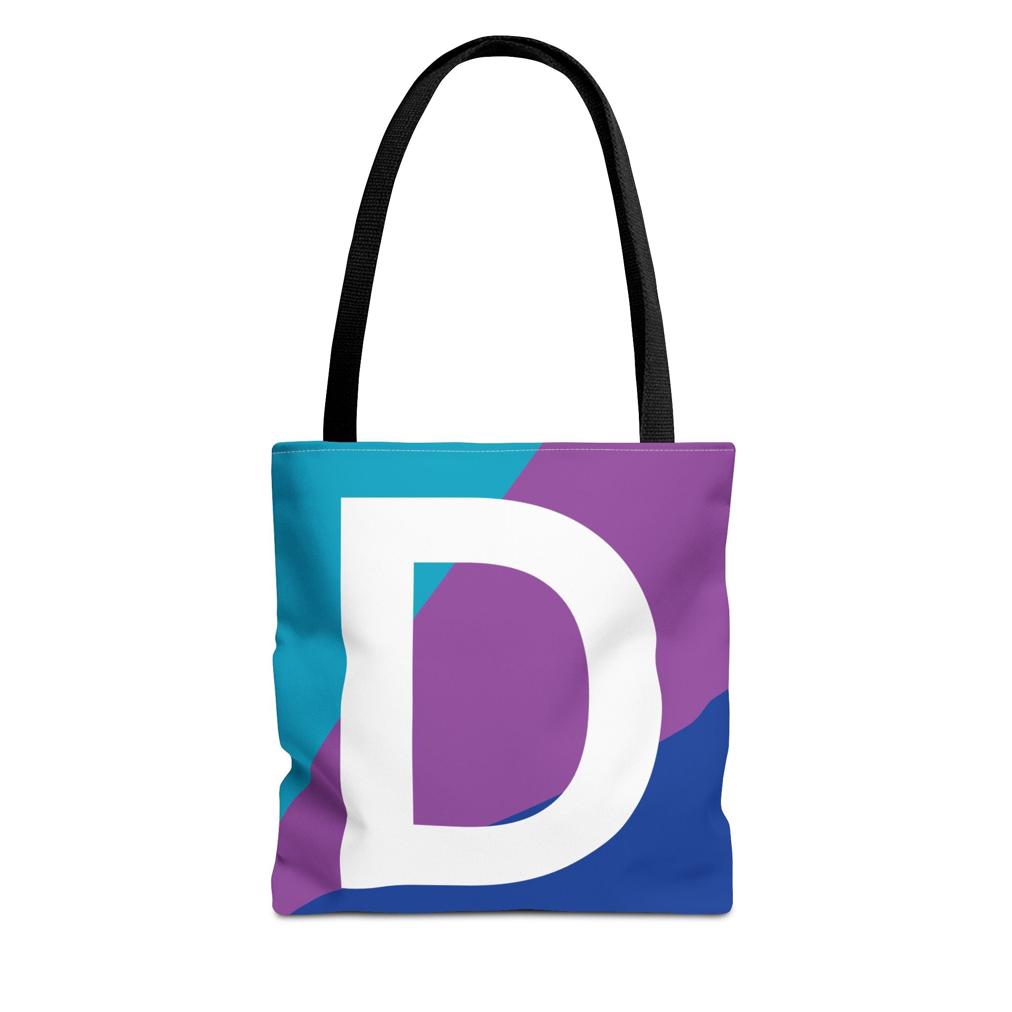 Monogram 'D' Colorblock Tote Bag — Personalized Initial D Shoulder Tote