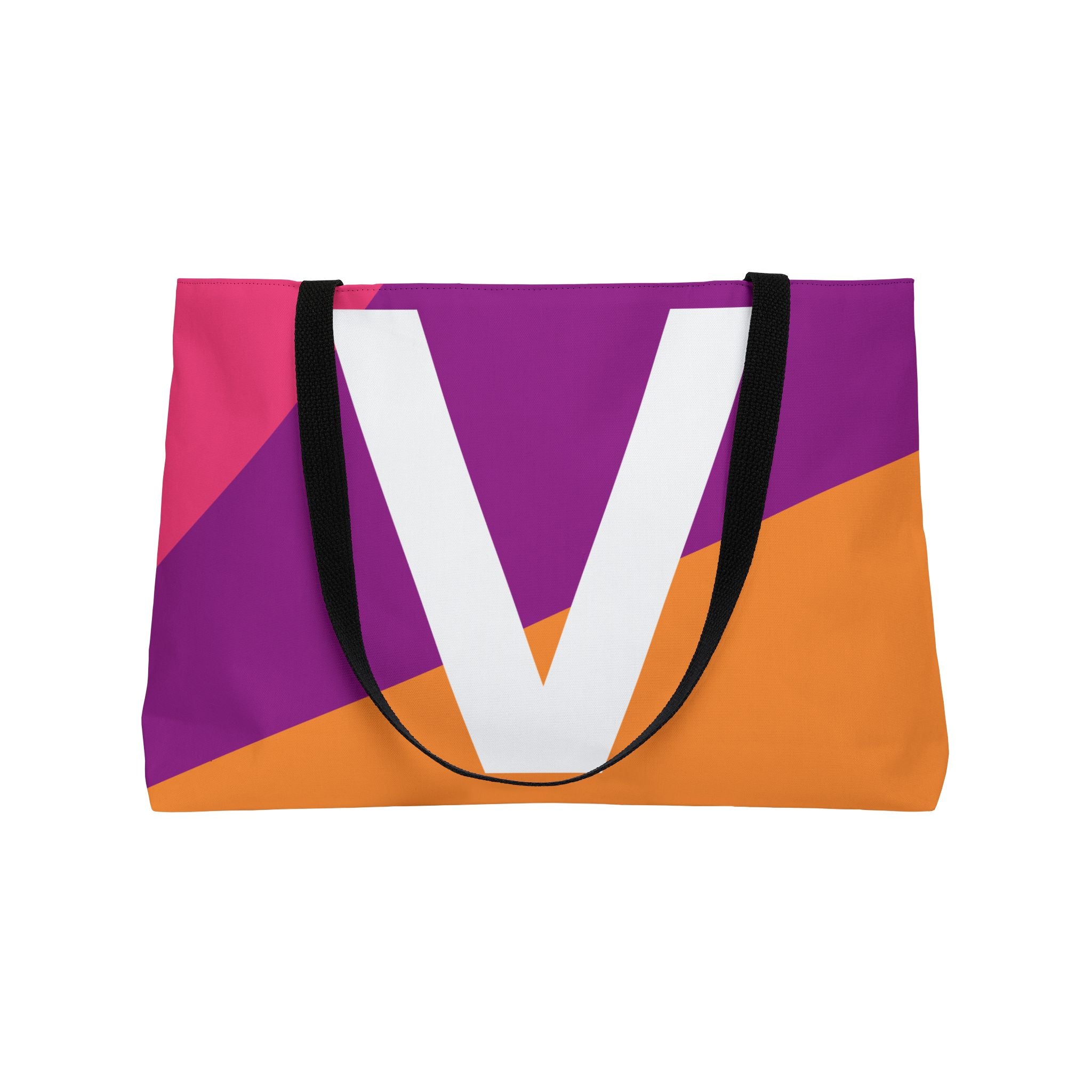 Personalized 'V' Colorblock Tote Bag — Monogram Weekender Tote
