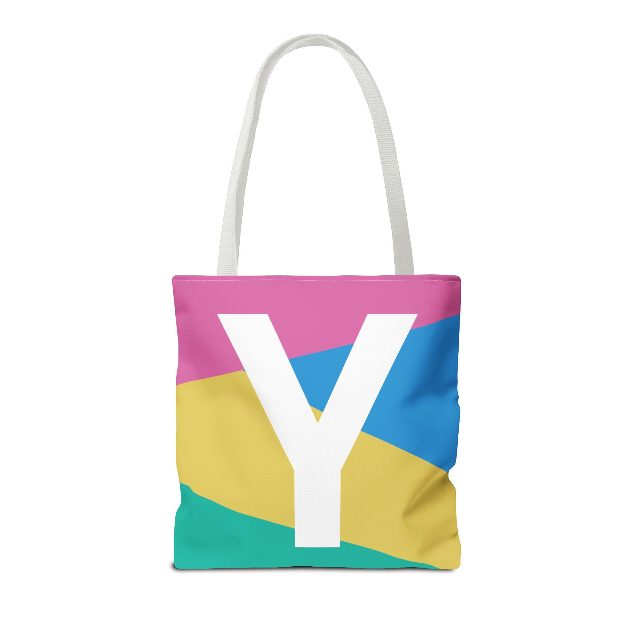 Monogram 'Y' Colorblock Tote Bag — Personalized Initial Y Shoulder Tote