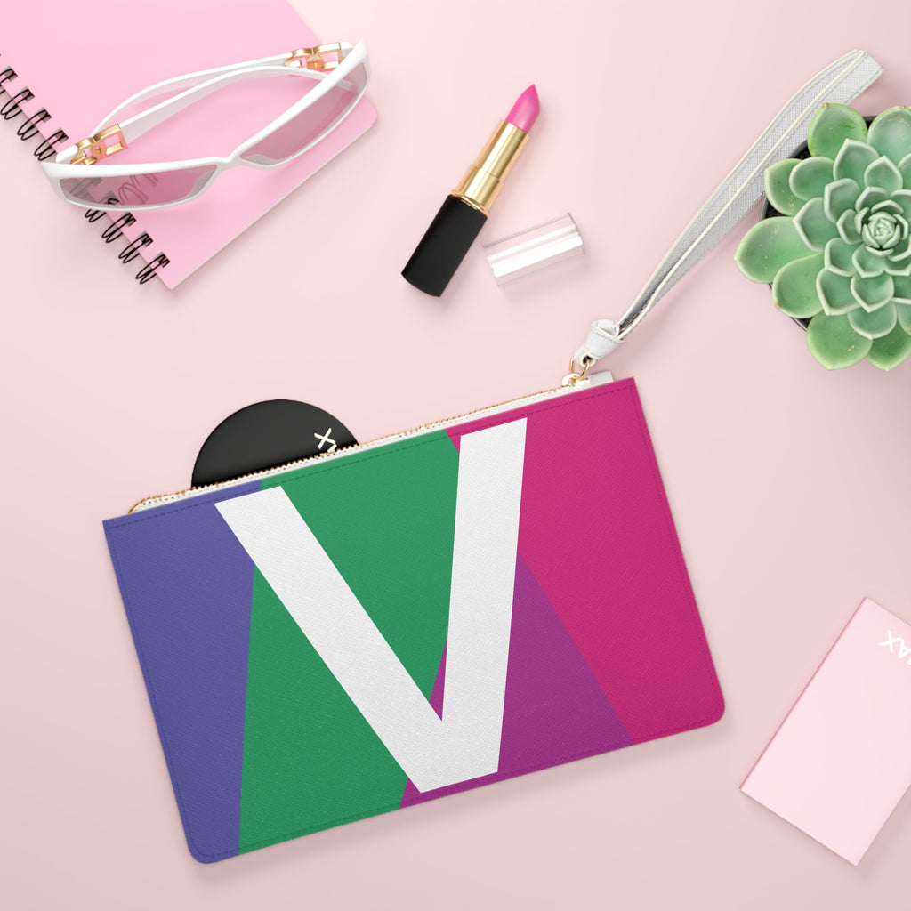Monogram 'V' Colorblock Clutch Bag — Bold Geometric Wristlet for Everyday & Gifts
