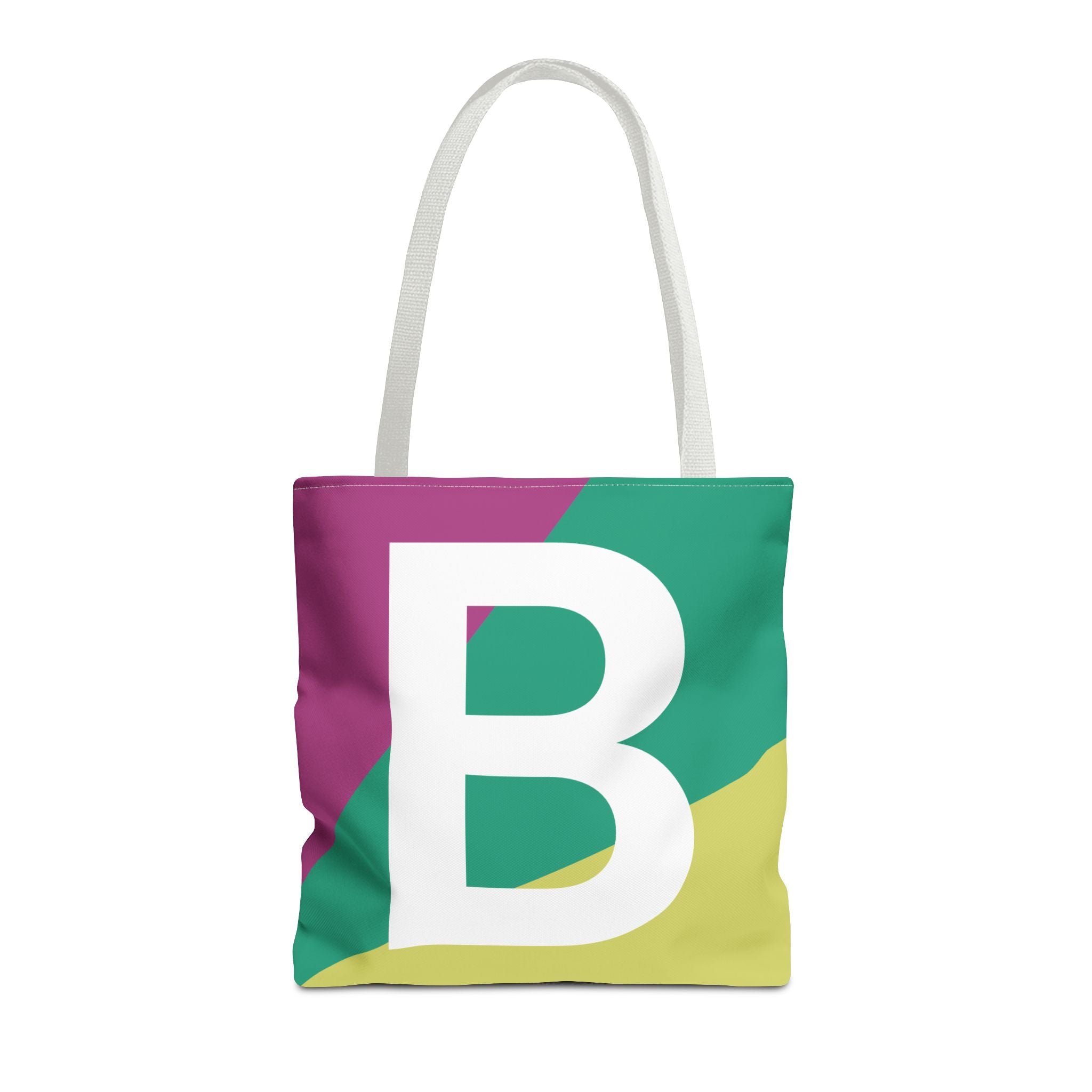 Monogram 'B' Colorblock Tote Bag — Personalized Initial B Shoulder Tote