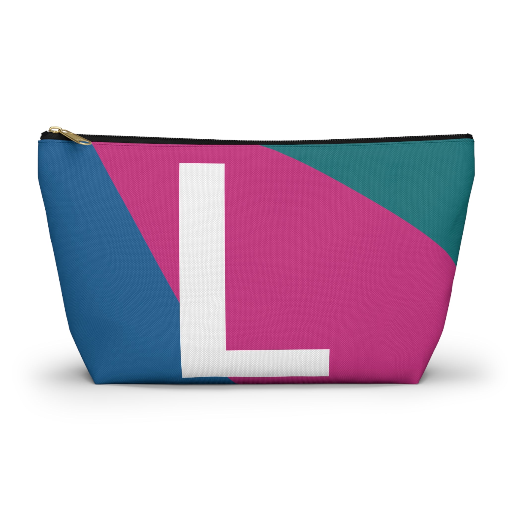 Initials Colorblock Accessory Pouch — Monogram L T-Bottom Cosmetic Bag