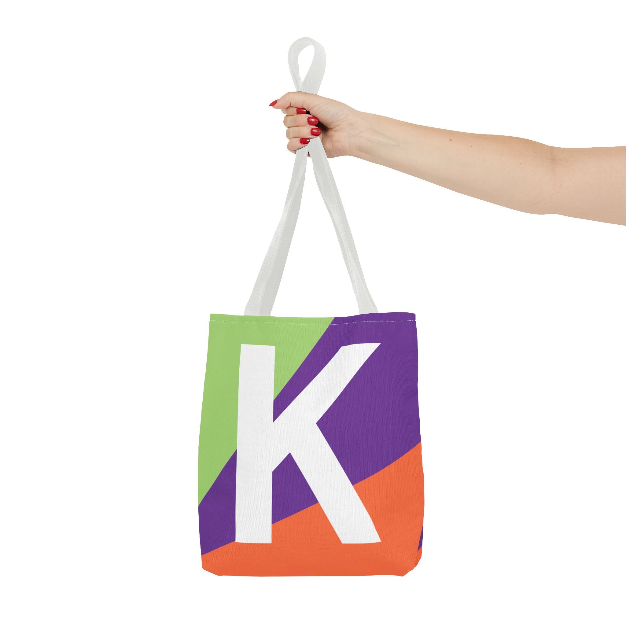 Monogram 'K' Colorblock Tote Bag — Personalized Initial K Shoulder Tote