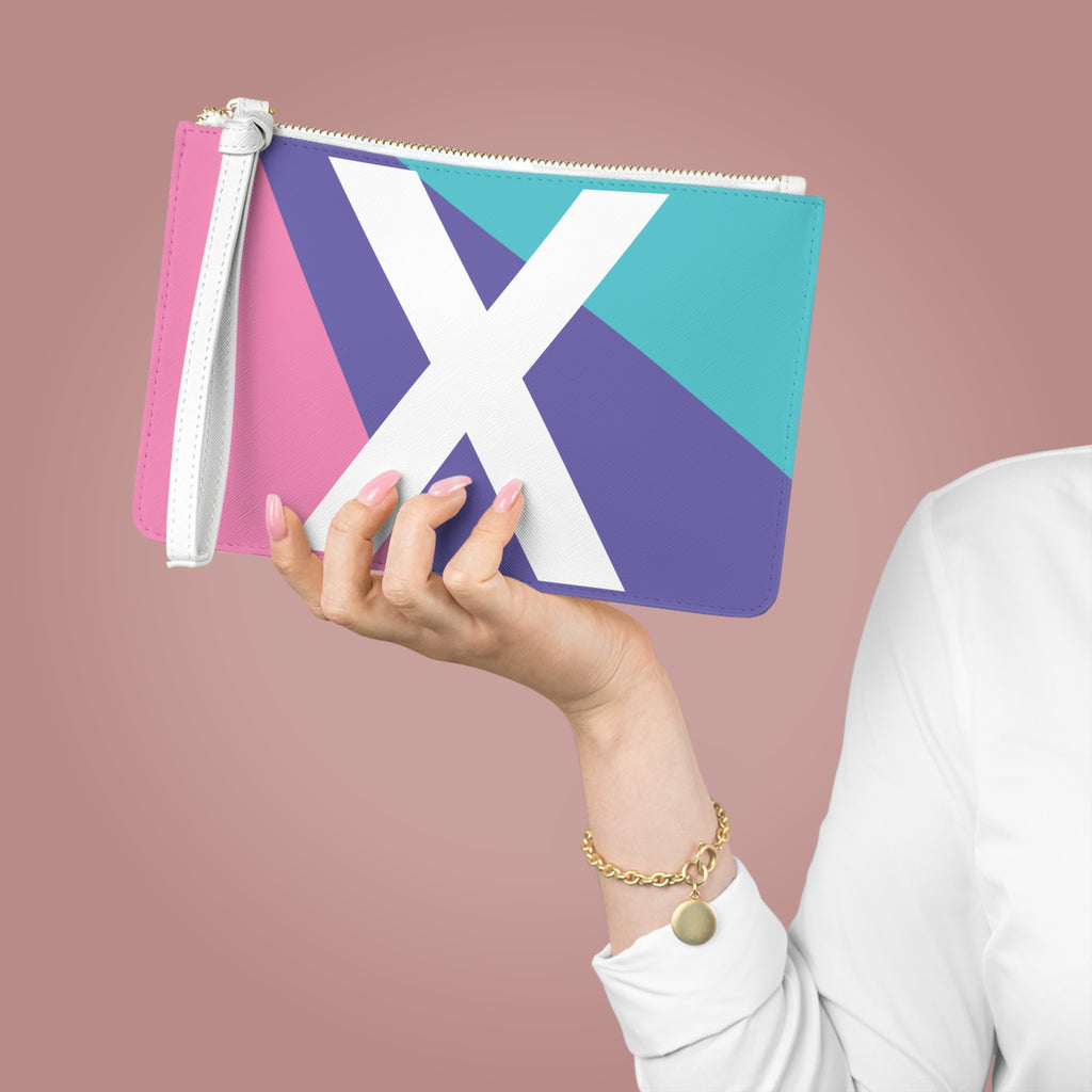 Monogram 'X' Colorblock Clutch Bag — Bold Geometric Wristlet for Everyday & Gifts