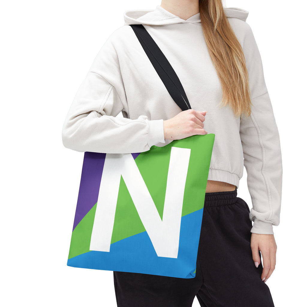 Monogram 'N' Colorblock Tote Bag — Personalized Initial N Shoulder Tote