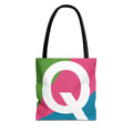 Monogram 'Q' Colorblock Tote Bag — Personalized Initial Q Shoulder Tote