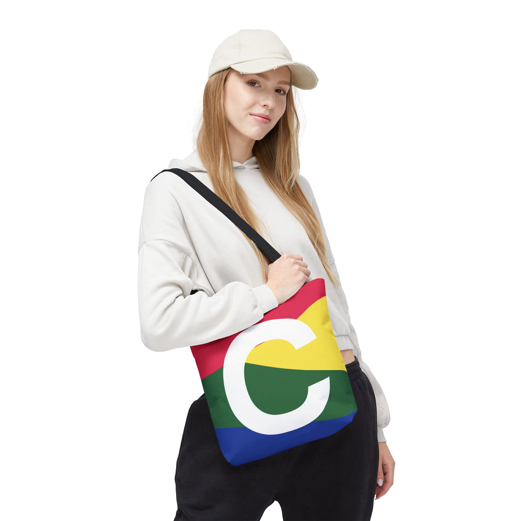 Monogram 'C' Colorblock Tote Bag — Personalized Initial C Shoulder Tote