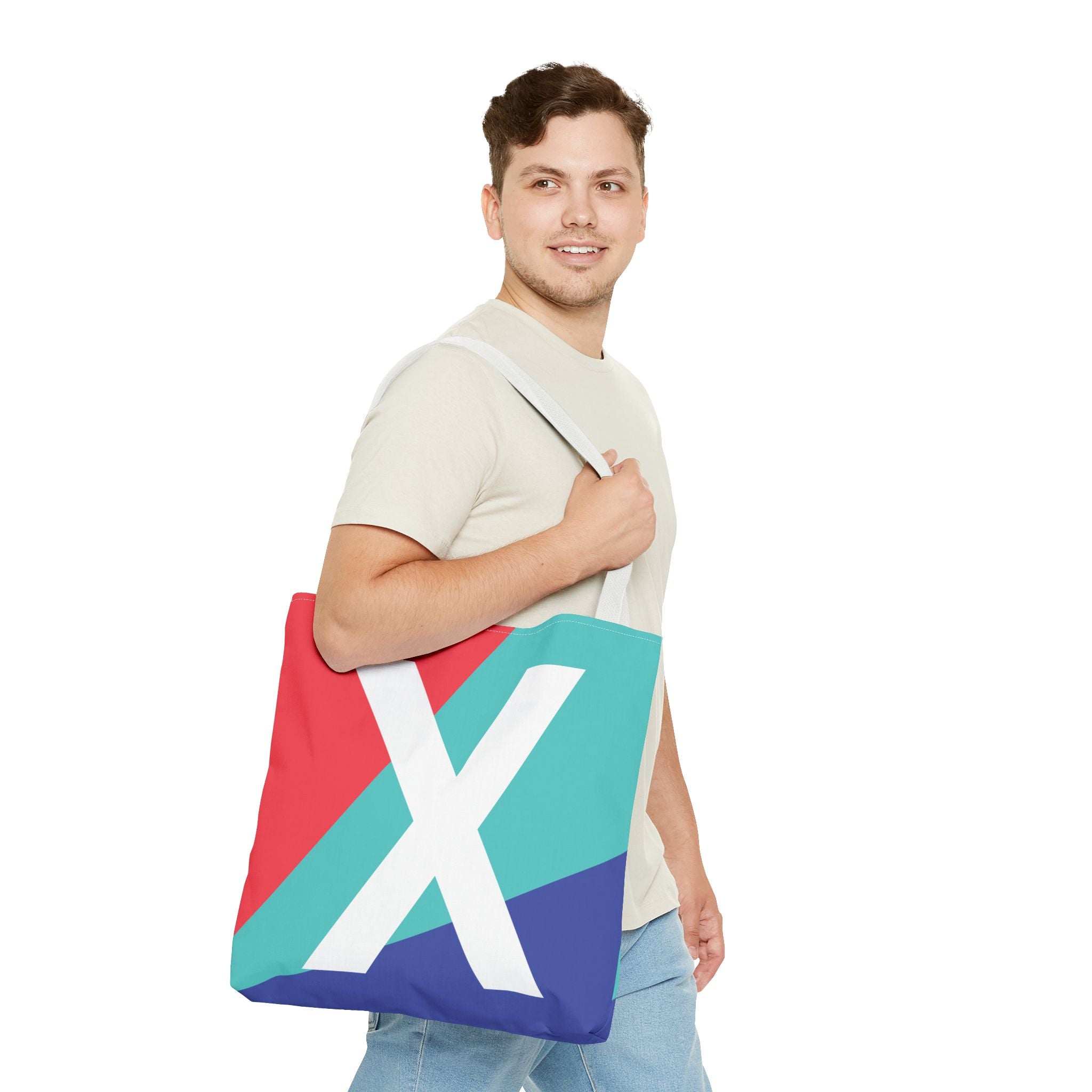 Monogram 'X' Colorblock Tote Bag — Personalized Initial X Shoulder Tote