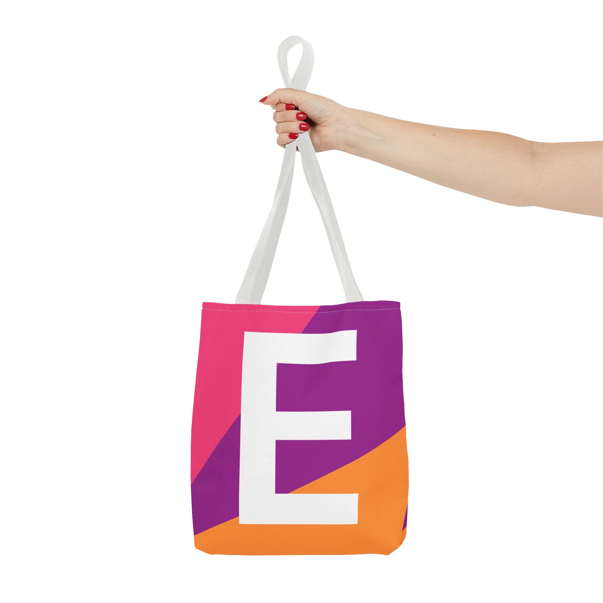 Monogram 'E' Colorblock Tote Bag — Personalized Initial E Shoulder Tote