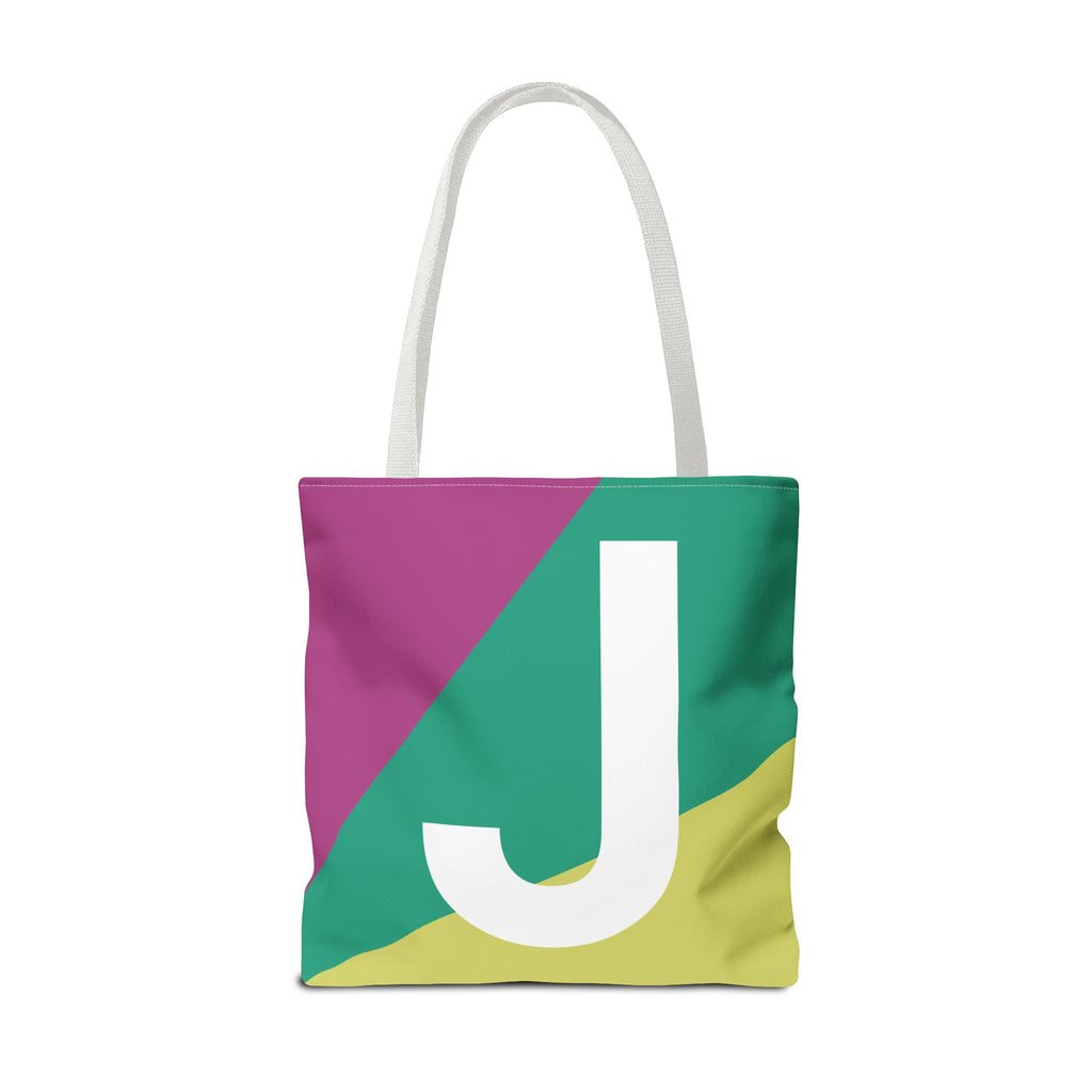 Monogram 'J' Colorblock Tote Bag — Personalized Initial J Shoulder Tote